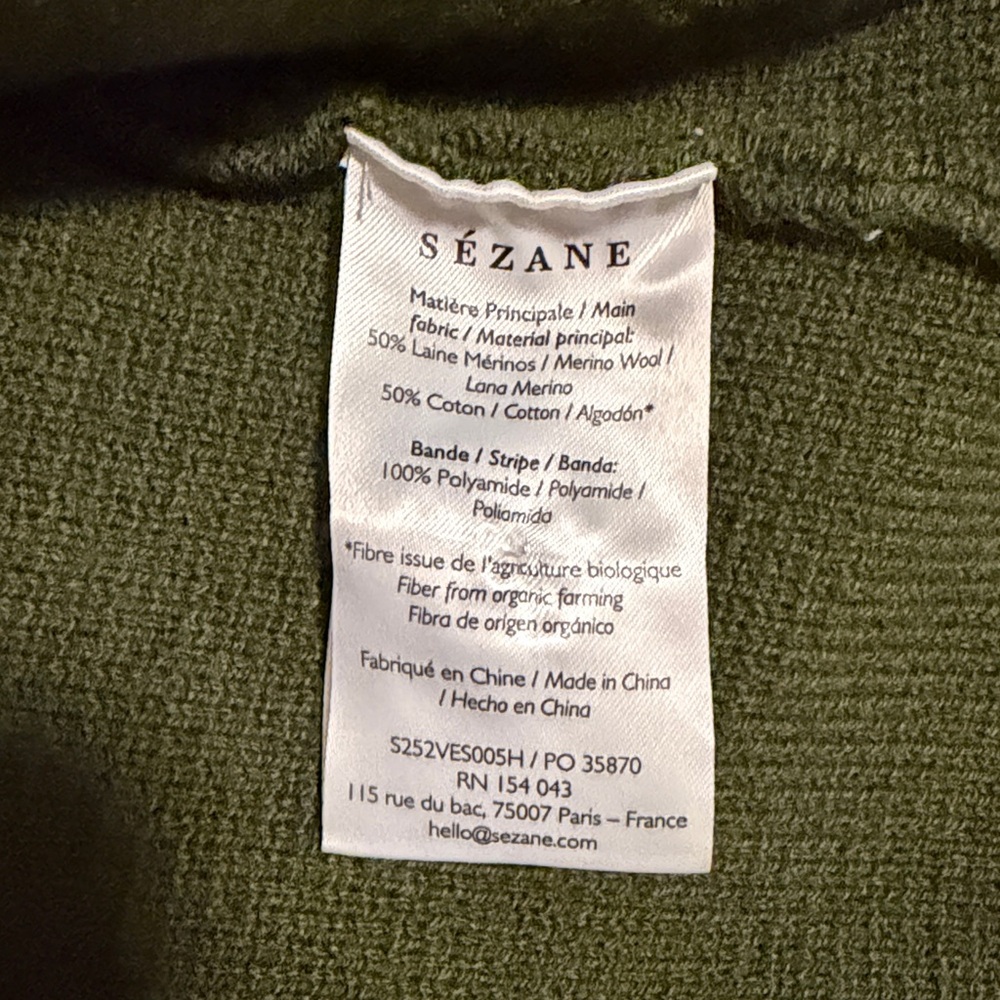 Sezane Green and Cream Brielle Cardigan - Picture 5 of 6